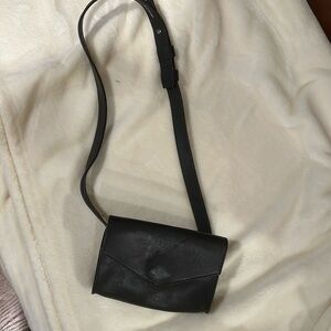 Black leather waist belt purse